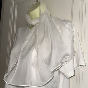 Vintage 60s/70s Berkshire Handkerchief‎ Co Sheer White Polyester Scarf